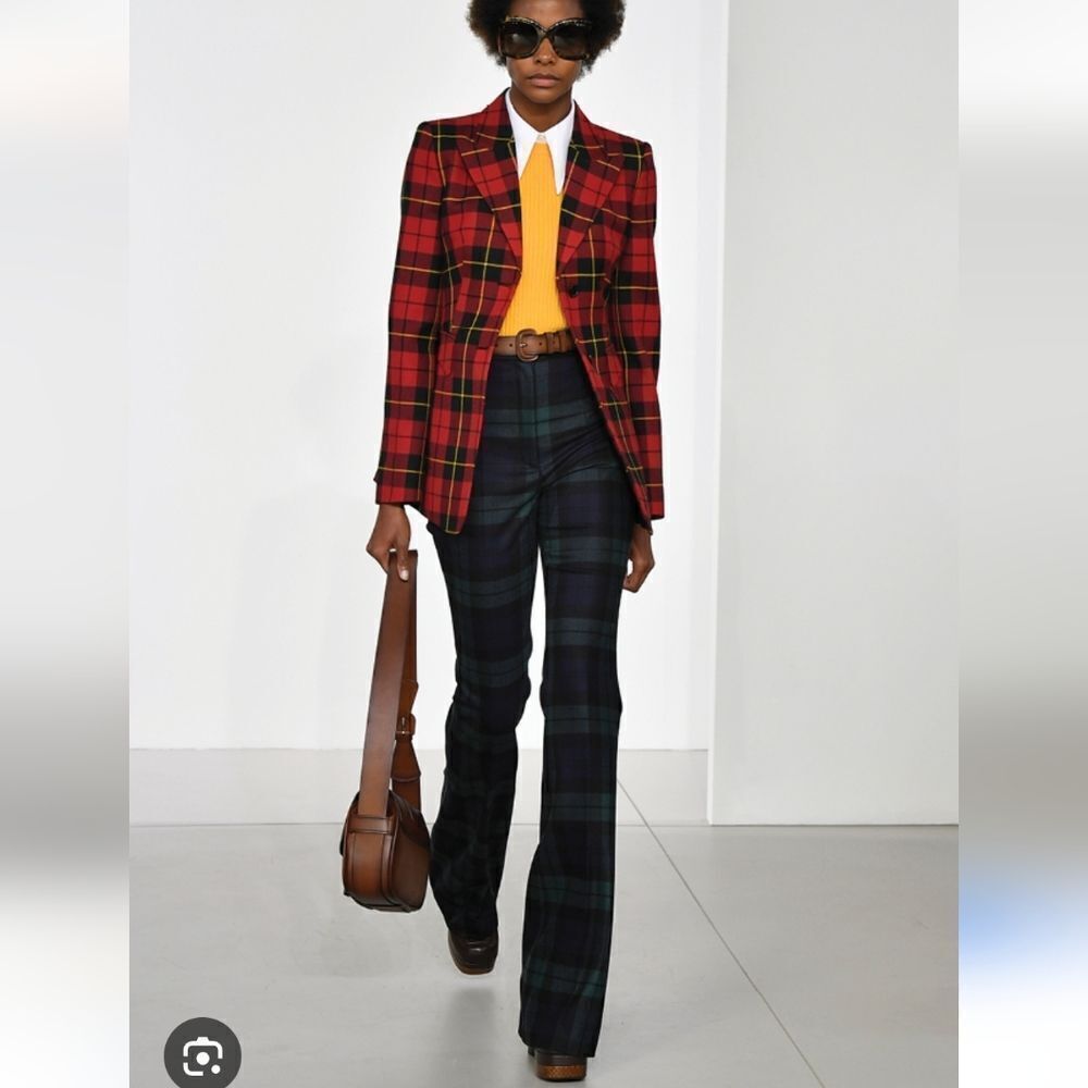Michael Kors Collection Samantha Glen Plaid Straight Leg Pants Size 6